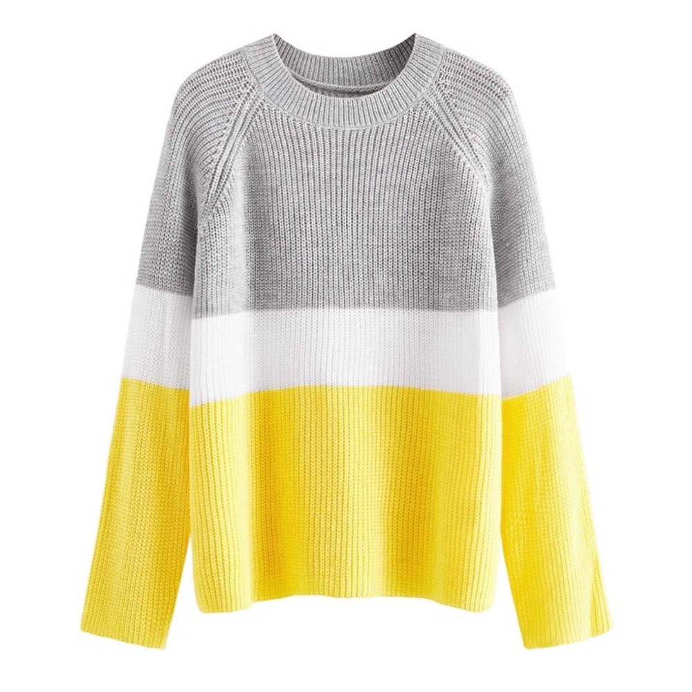 Women's Knitted Color Block Textured Sweater